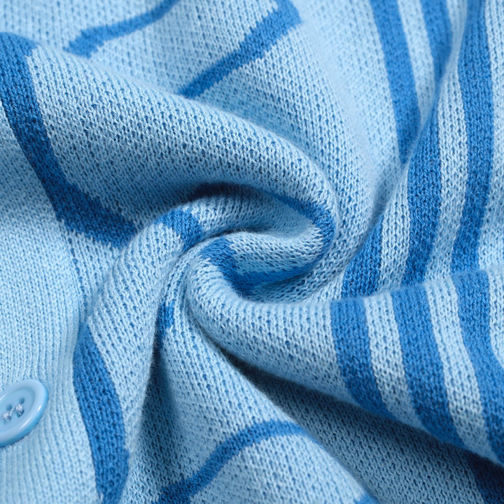 Mænds blå retro jacquard strikket cardigan