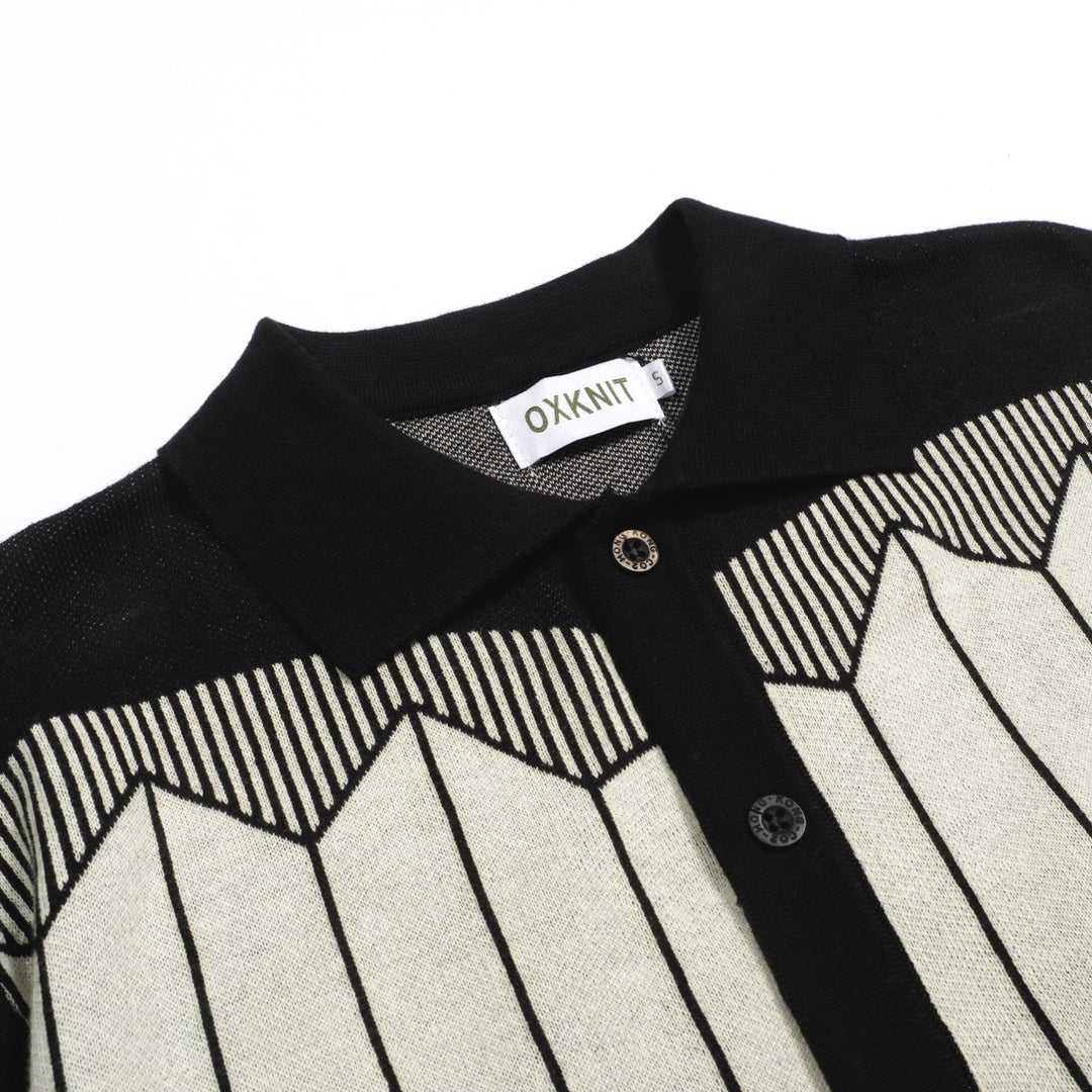 Herr Black Retro Era Jacquard Sticked Cardigan
