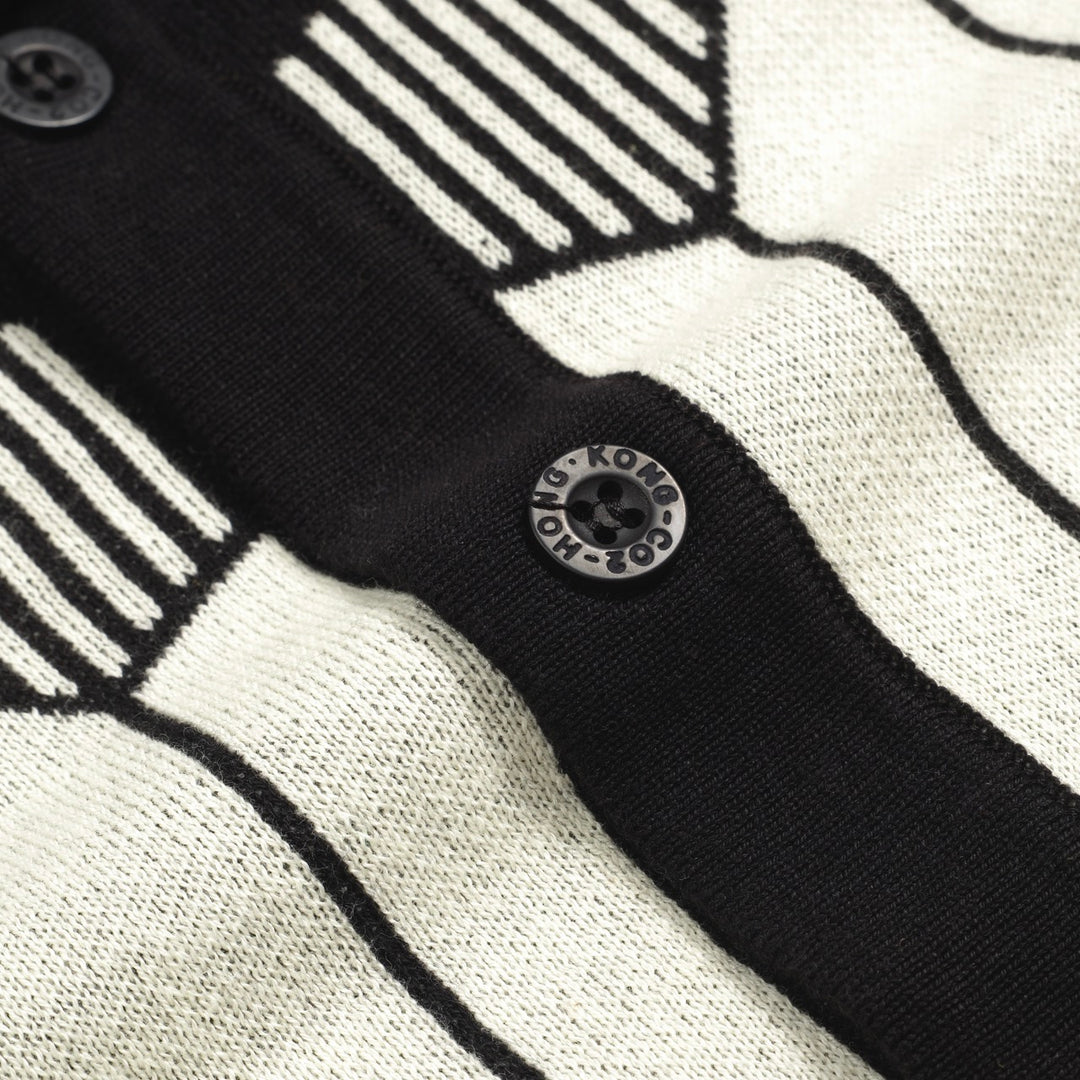 Herr Black Retro Era Jacquard Sticked Cardigan