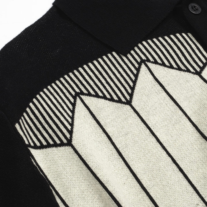 Herr Black Retro Era Jacquard Sticked Cardigan