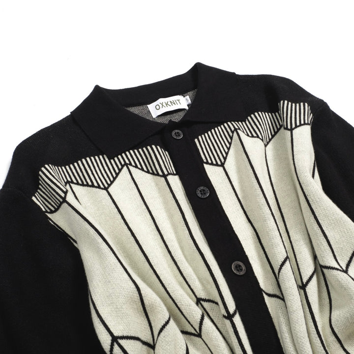 Herr Black Retro Era Jacquard Sticked Cardigan