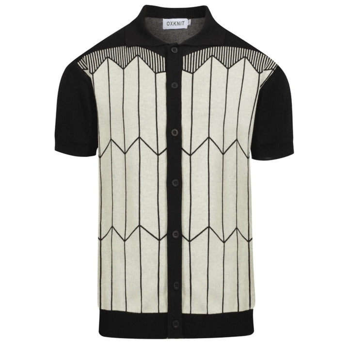 Herr Black Retro Era Jacquard Sticked Cardigan