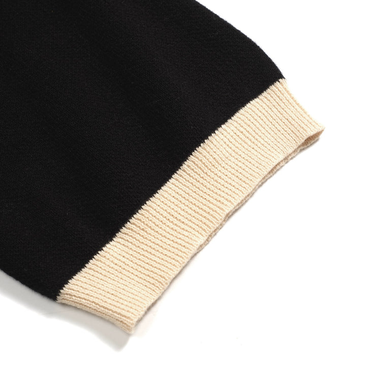 Mænds sorte retro stribet jacquard strikket cardigan