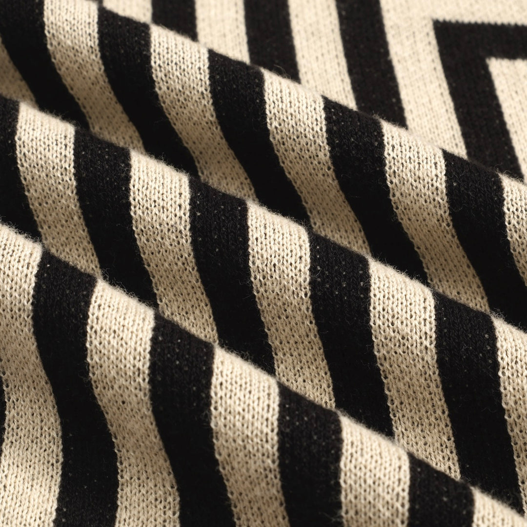 Mænds sorte retro stribet jacquard strikket cardigan