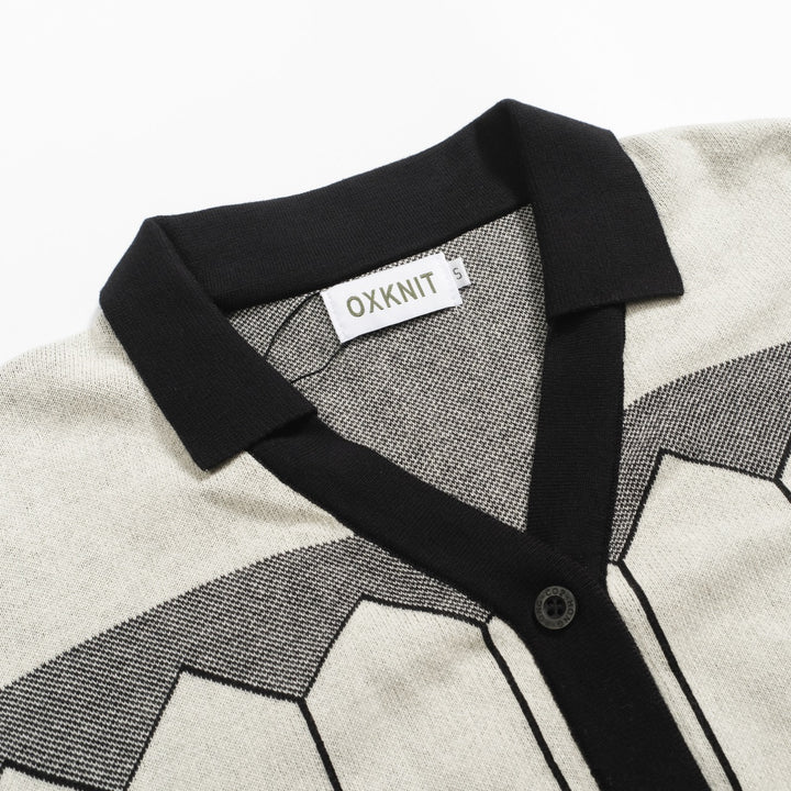 Women's black fashion vintage jacquard cardigan