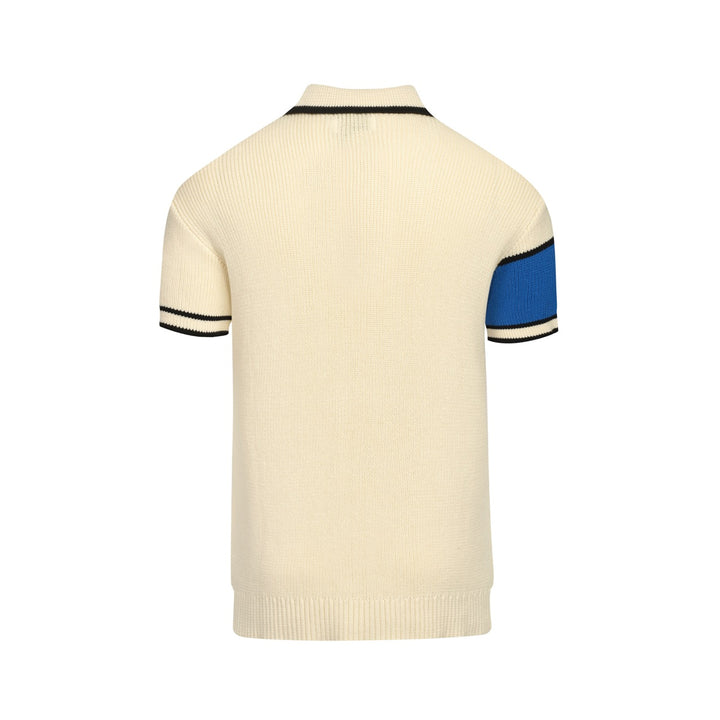 Men's multi-color color-blocking knitted V-neck polo shirt