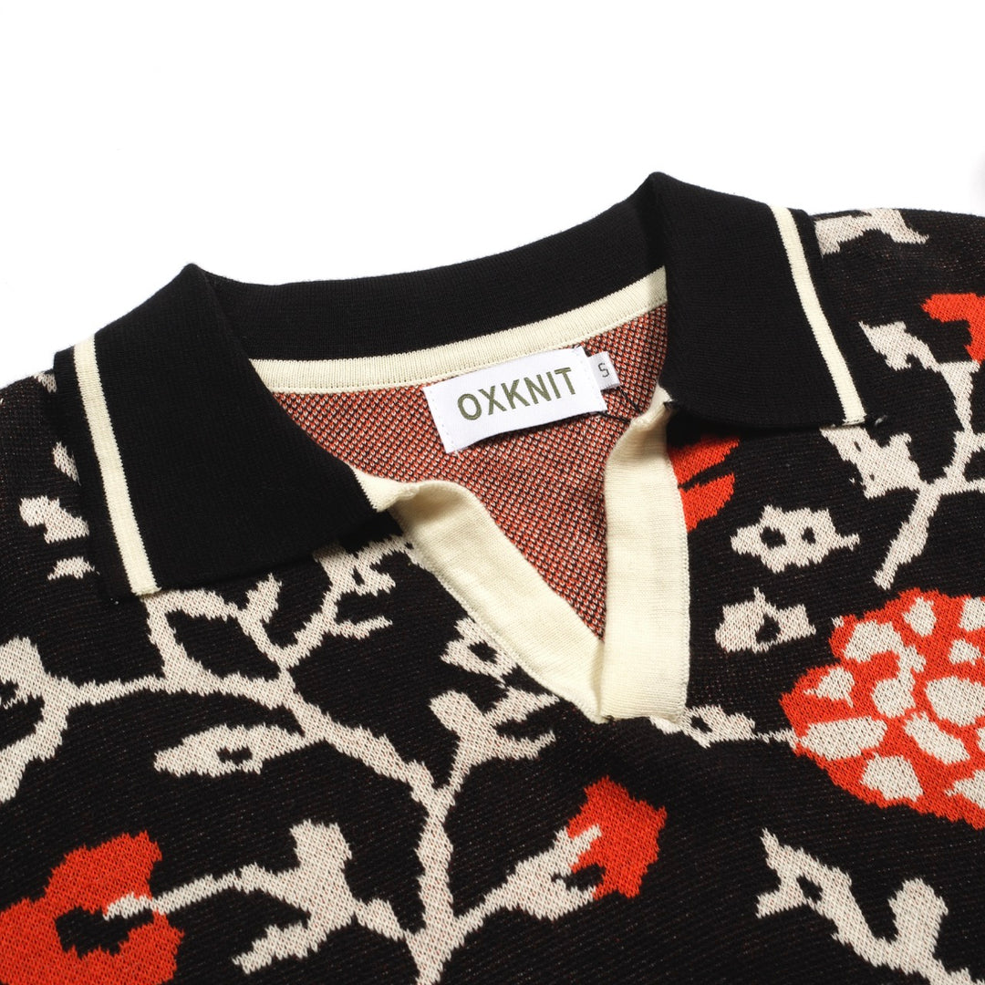 Polo a maglia a V Nera nera nera