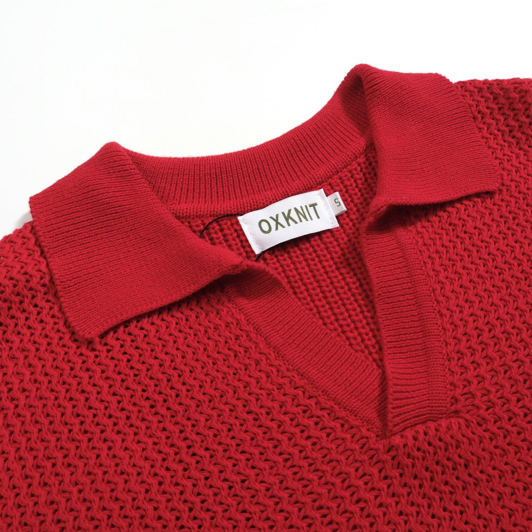 Red Red Redro Casual V-hals van heren gebreide poloshirt