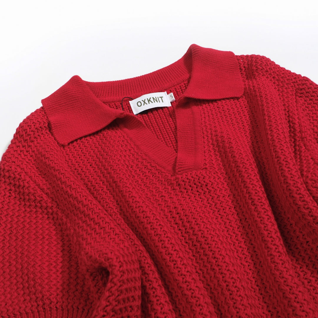 Red Red Redro Casual V-hals van heren gebreide poloshirt
