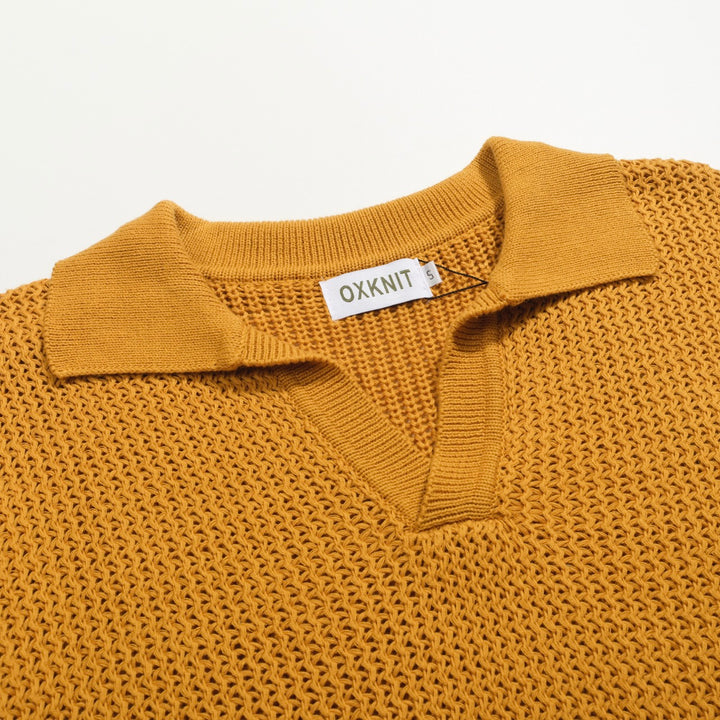 Polo a maglia a V-Neck Khaki casual da uomo