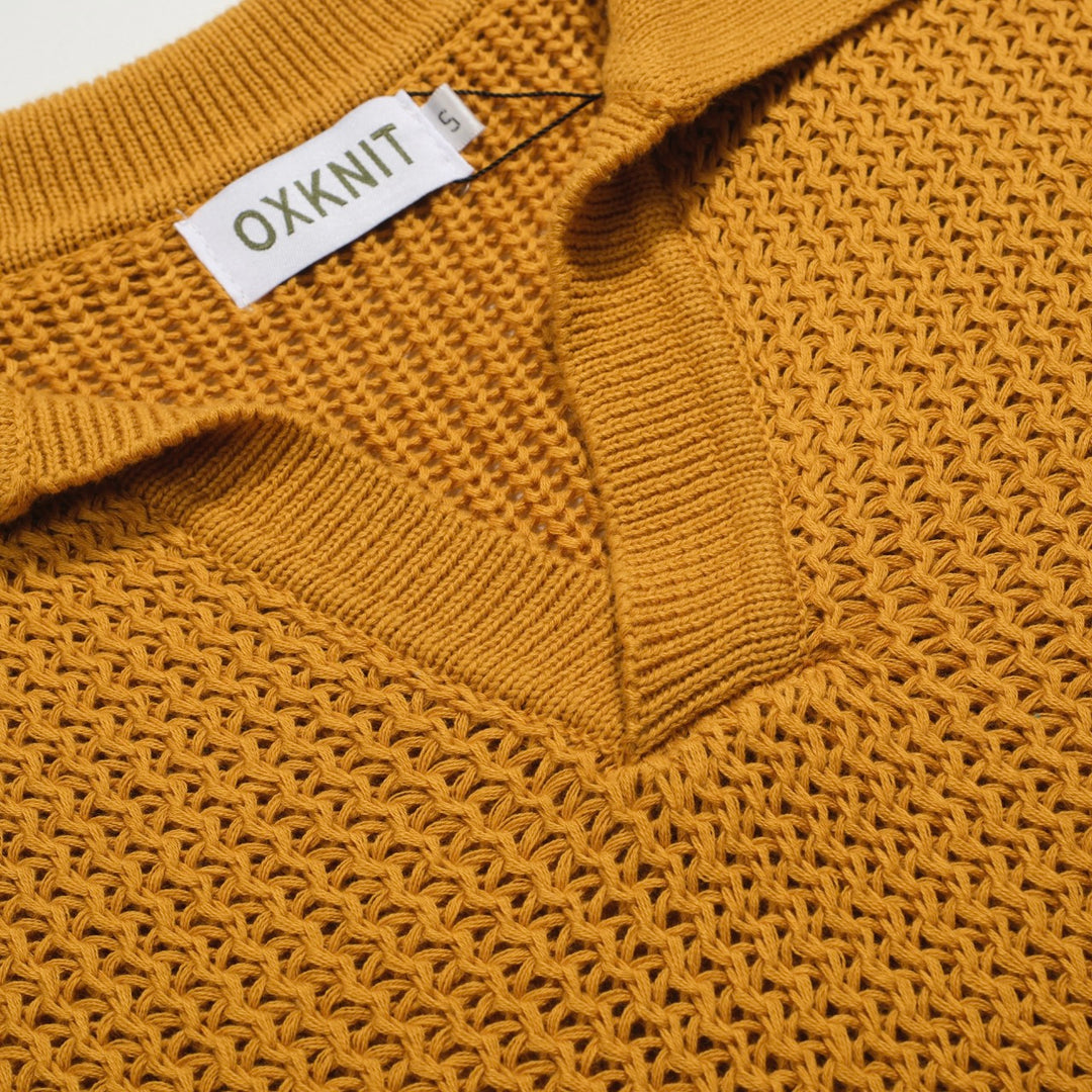 Polo a maglia a V-Neck Khaki casual da uomo