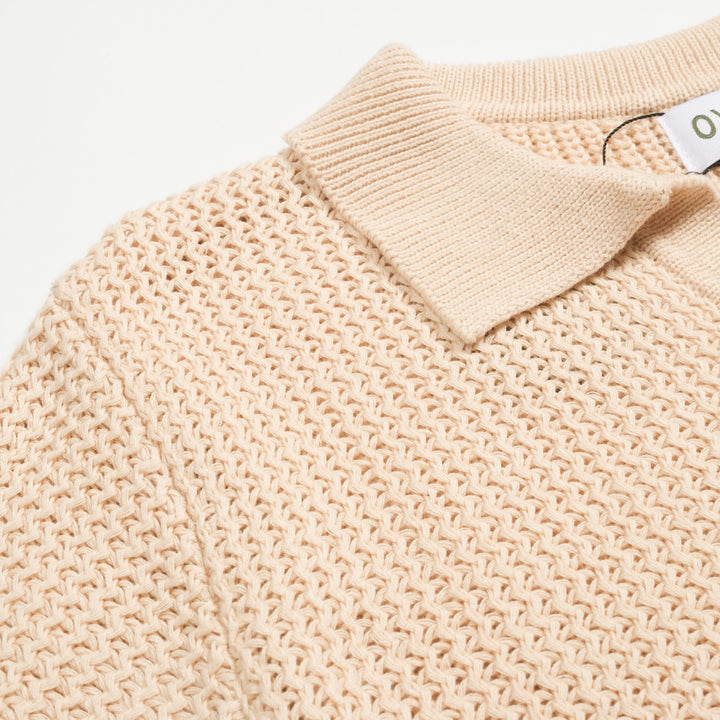 Ανδρικά βερίκοκο ρετρό casual v-neck πλεκτό πουκάμισο πόλο