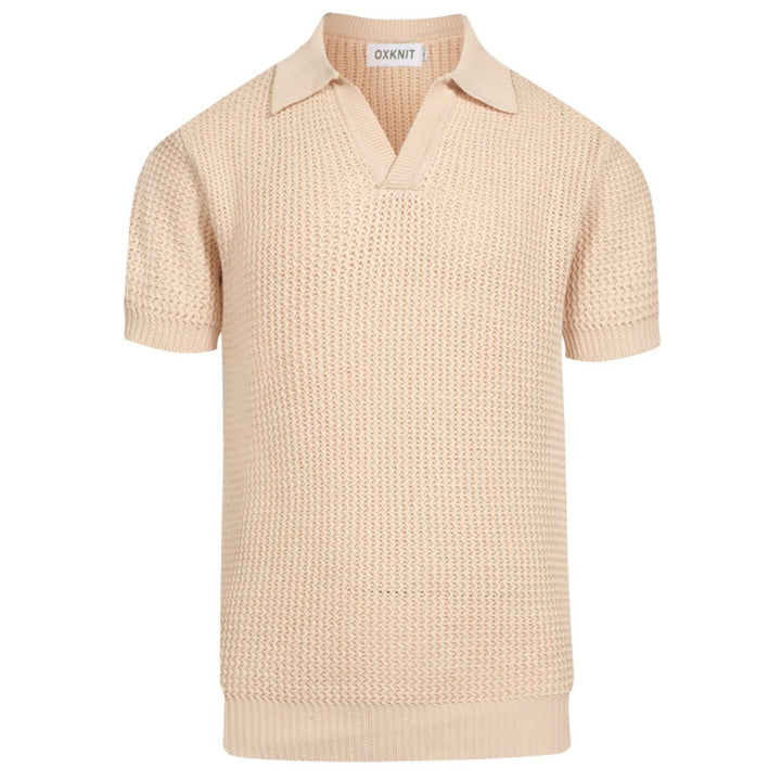 Ανδρικά βερίκοκο ρετρό casual v-neck πλεκτό πουκάμισο πόλο