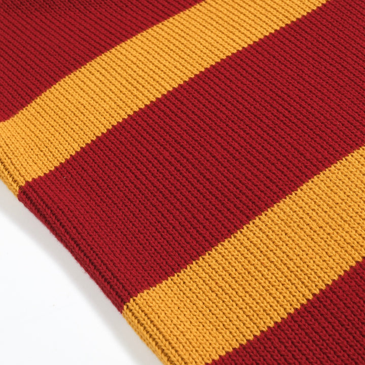 Men's red vintage striped V-neck knitted polo shirt