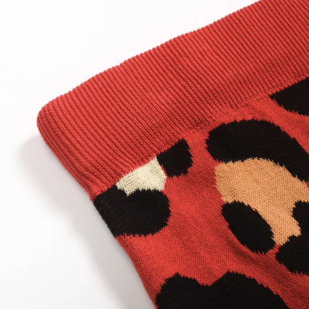 Women's red vintage tiger knit top and skirt set