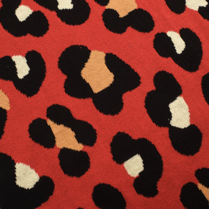 Women's red vintage tiger knit top and skirt set