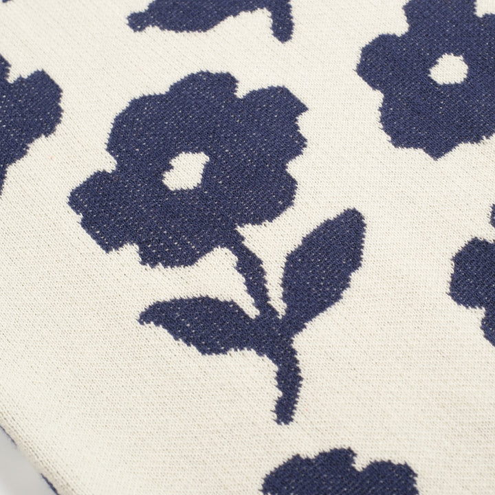 Men's white vintage floral jacquard casual knit cardigan