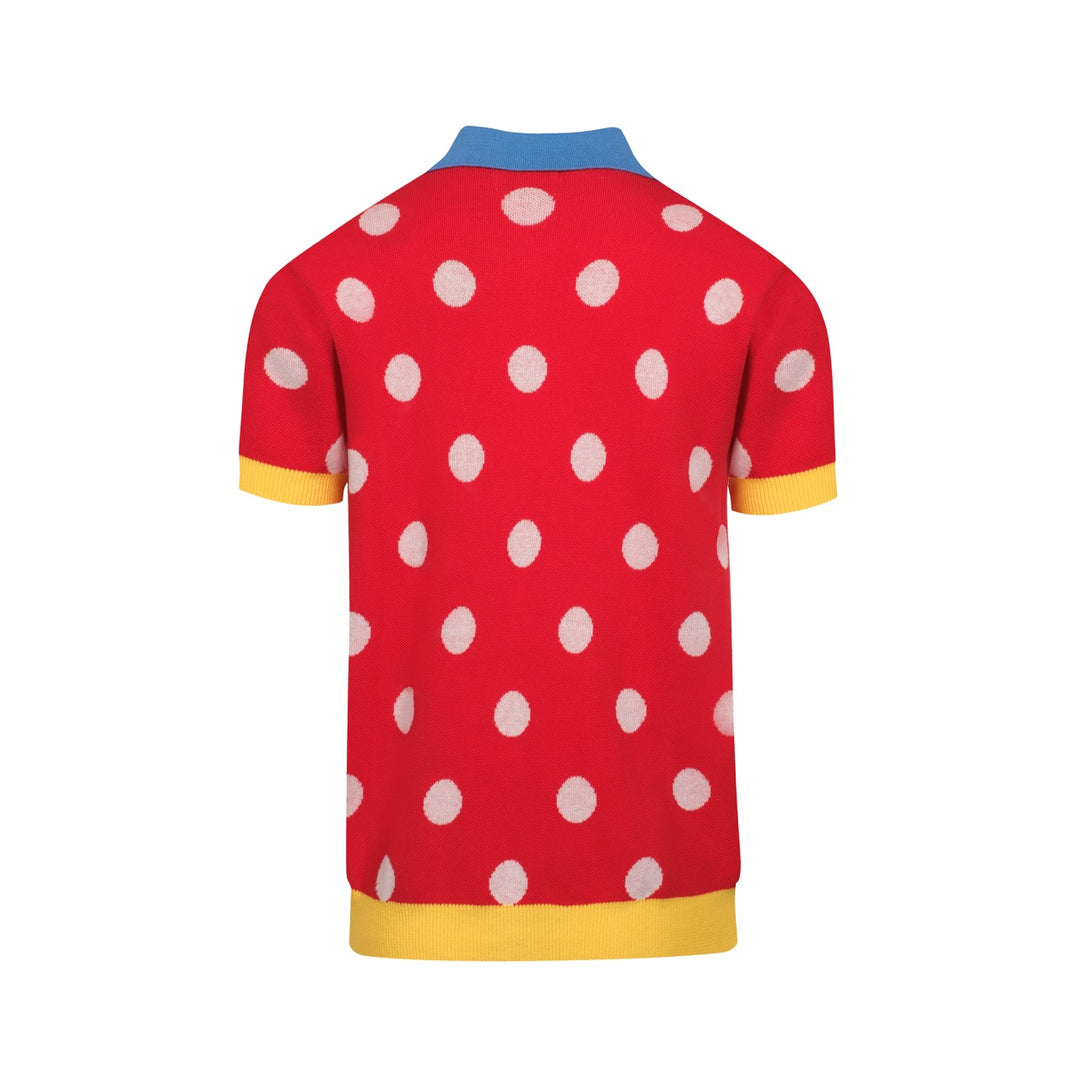 Men's red polka dot vintage knit jacquard cardigan