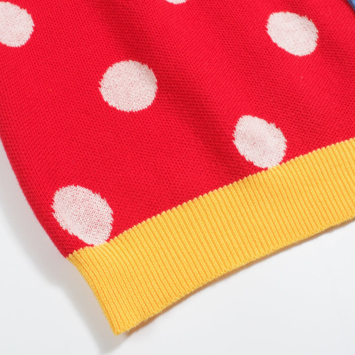 Men's red polka dot vintage knit jacquard cardigan