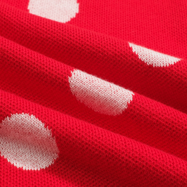 Men's red polka dot vintage knit jacquard cardigan