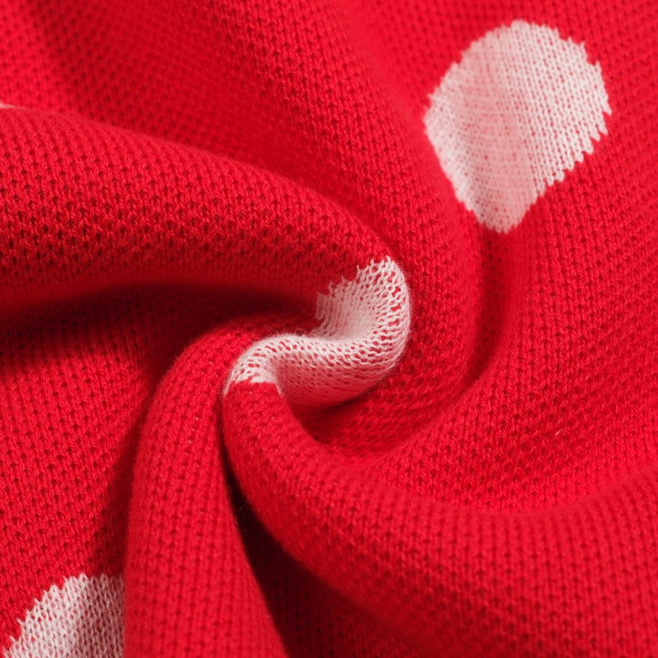Men's red polka dot vintage knit jacquard cardigan
