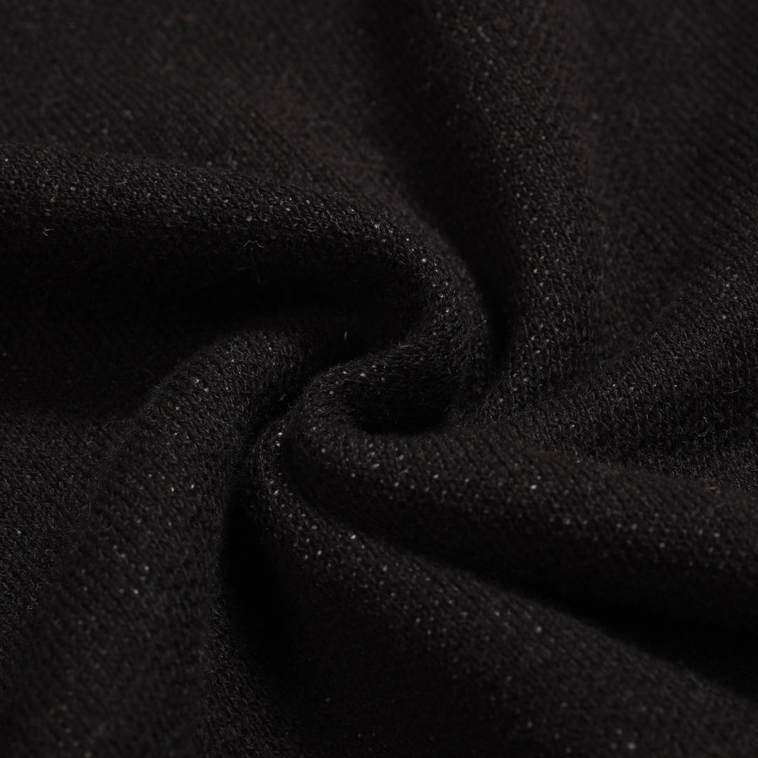 Men's black rose jacquard vintage V-neck knitted polo shirt