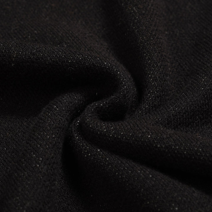 Men's black rose jacquard vintage V-neck knitted polo shirt