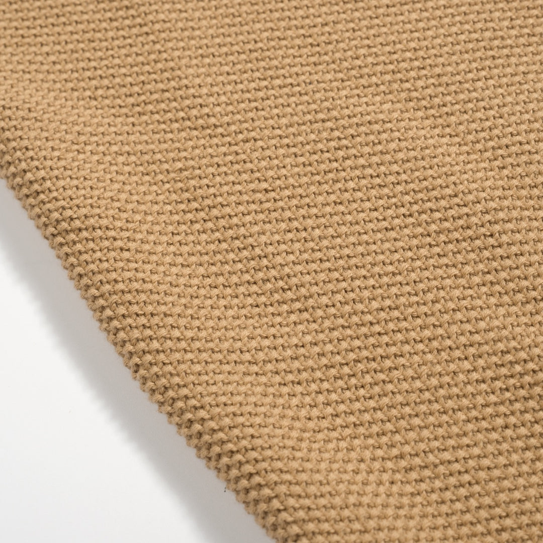 Heren kaki retro textuur bijpassende kleur gebreide poloshirt