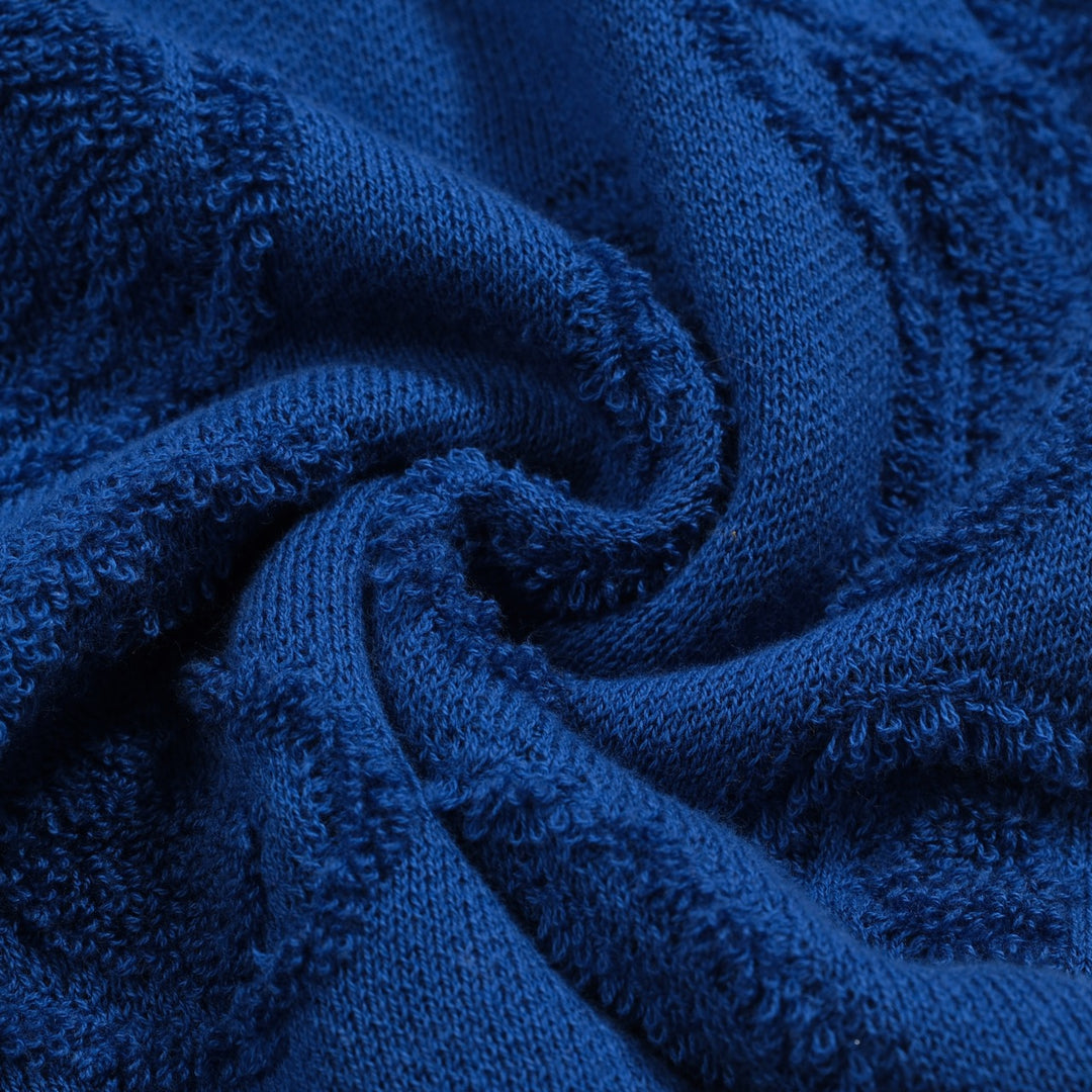 Men's dark blue textured V-neck knitted casual cardigan