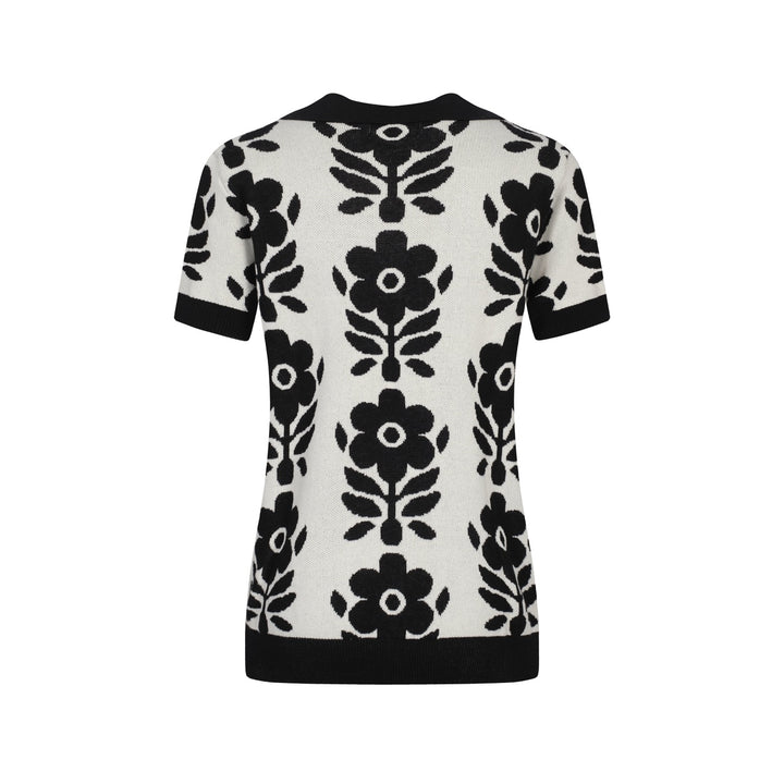 Gilet jacquard floral vintage décontracté noir femme
