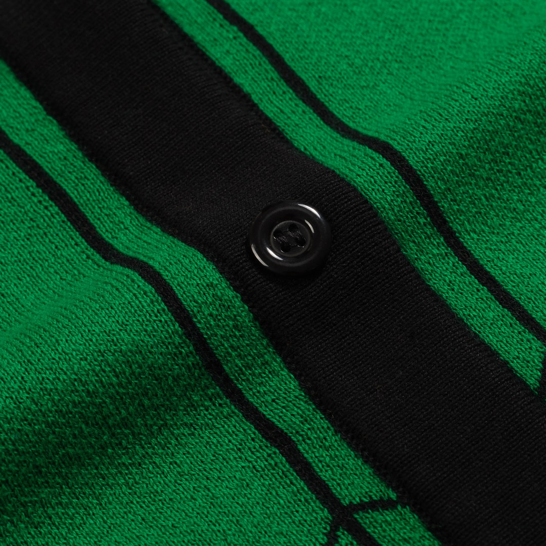 Women's green casual vintage graphic knitted cardigan
