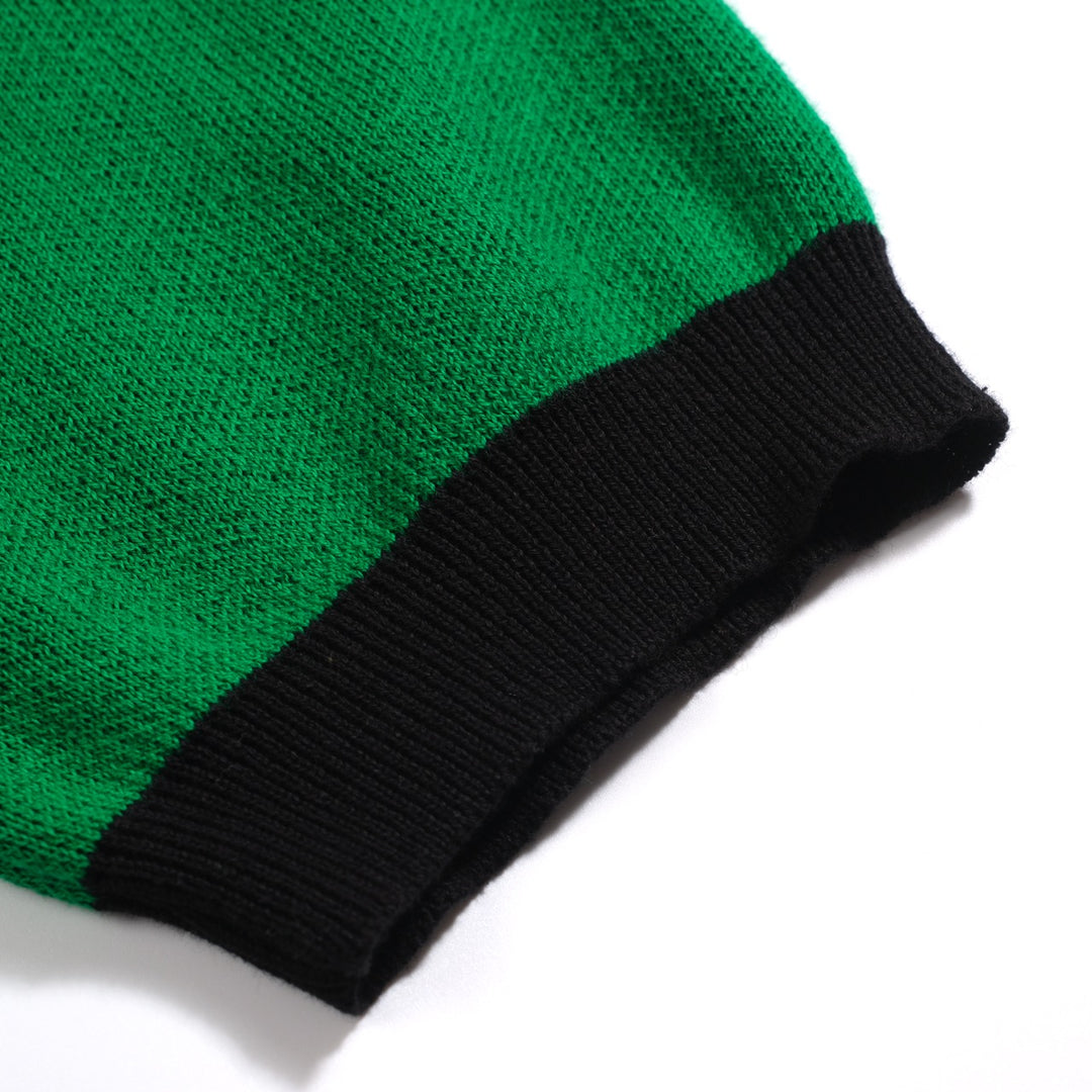 Women's green casual vintage graphic knitted cardigan