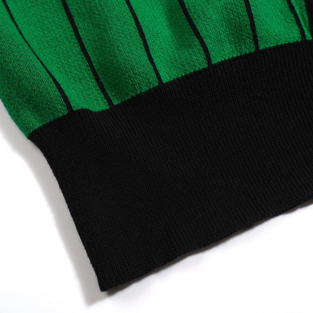 Women's green casual vintage graphic knitted cardigan