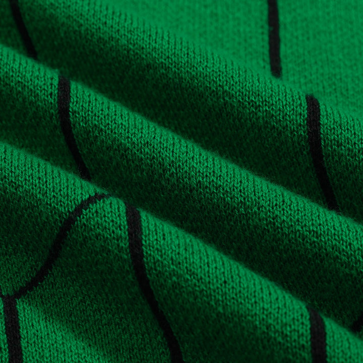 Women's green casual vintage graphic knitted cardigan