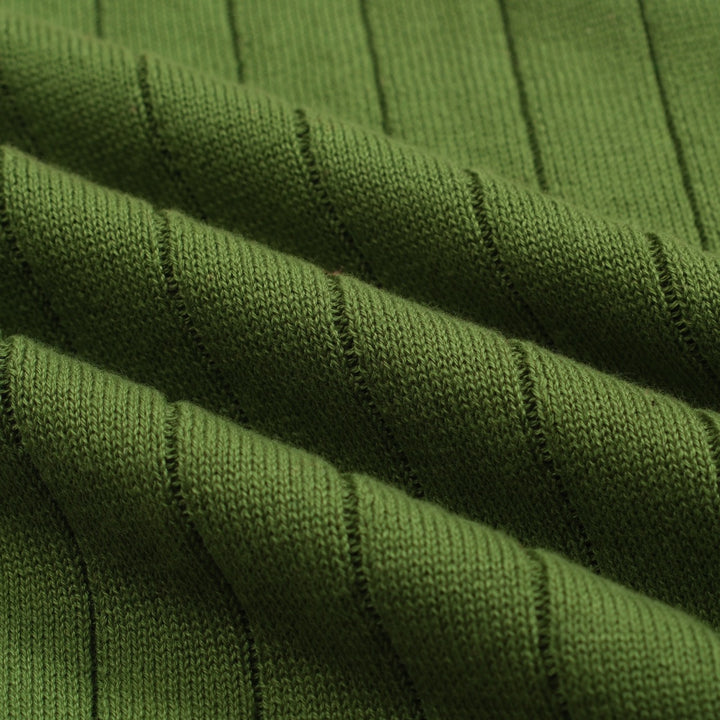 Women's green parquet jacquard knit polo shirt