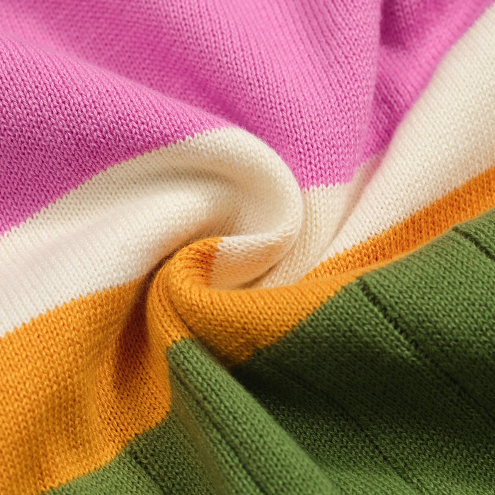 Women's green parquet jacquard knit polo shirt