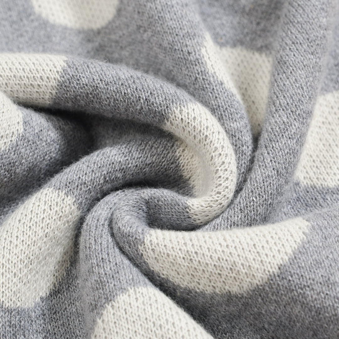 Women's gray polka dot casual jacquard cardigan