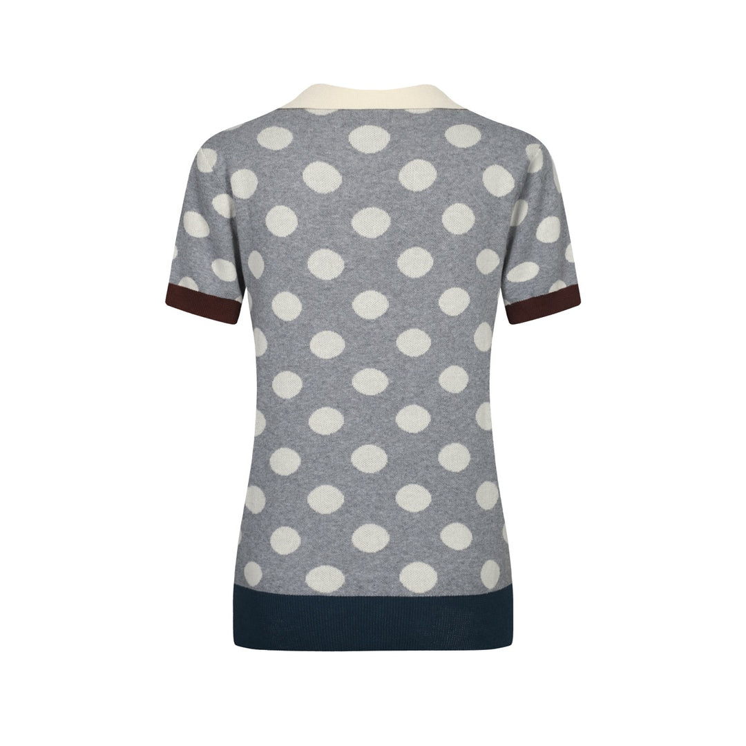 Women's gray polka dot casual jacquard cardigan