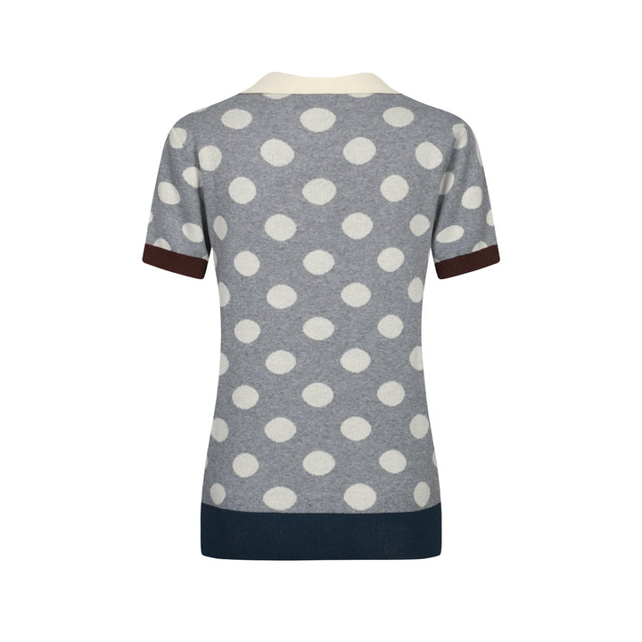 Women's gray polka dot casual jacquard cardigan
