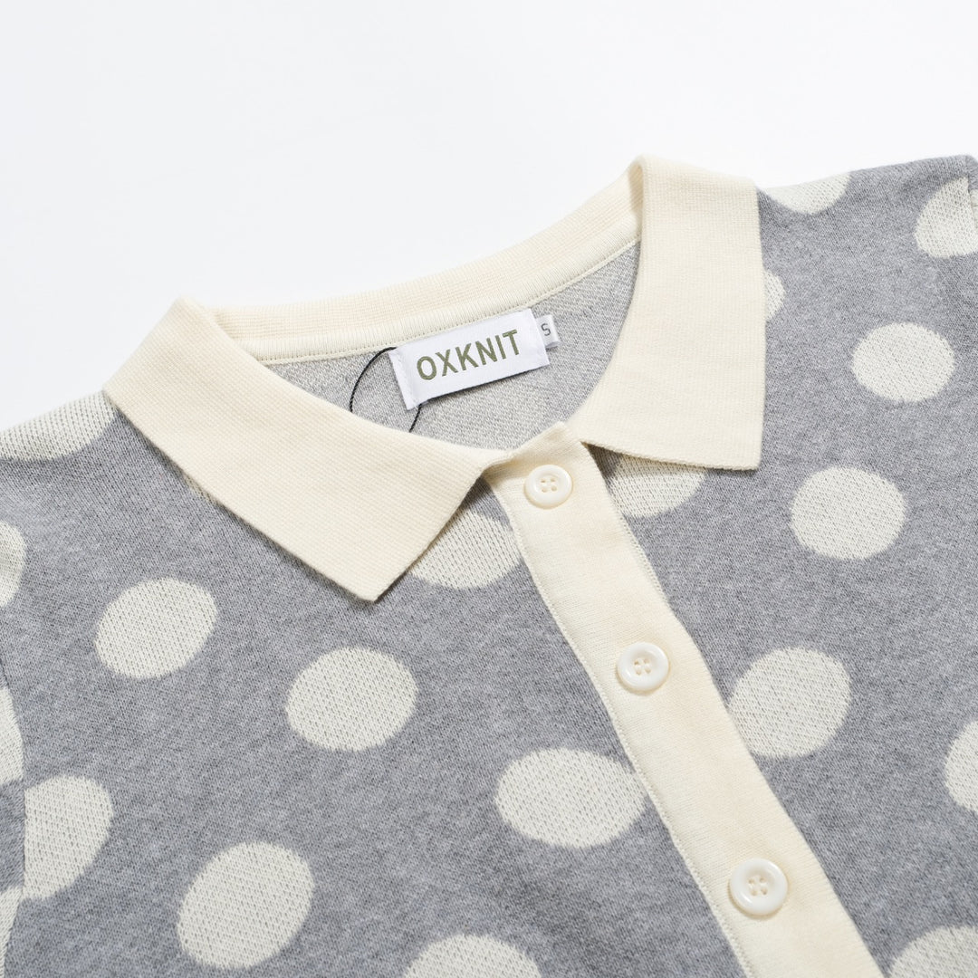 Women's gray polka dot casual jacquard cardigan