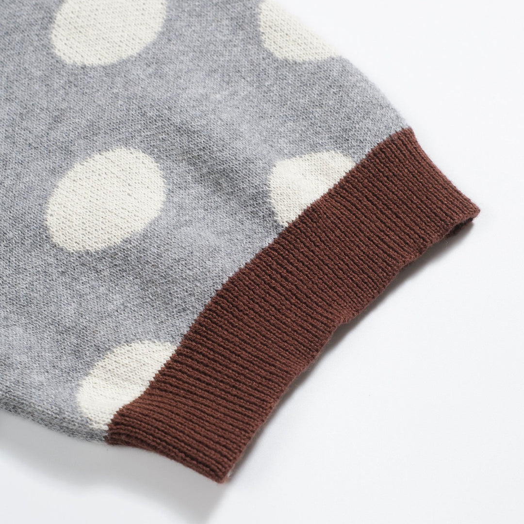 Women's gray polka dot casual jacquard cardigan
