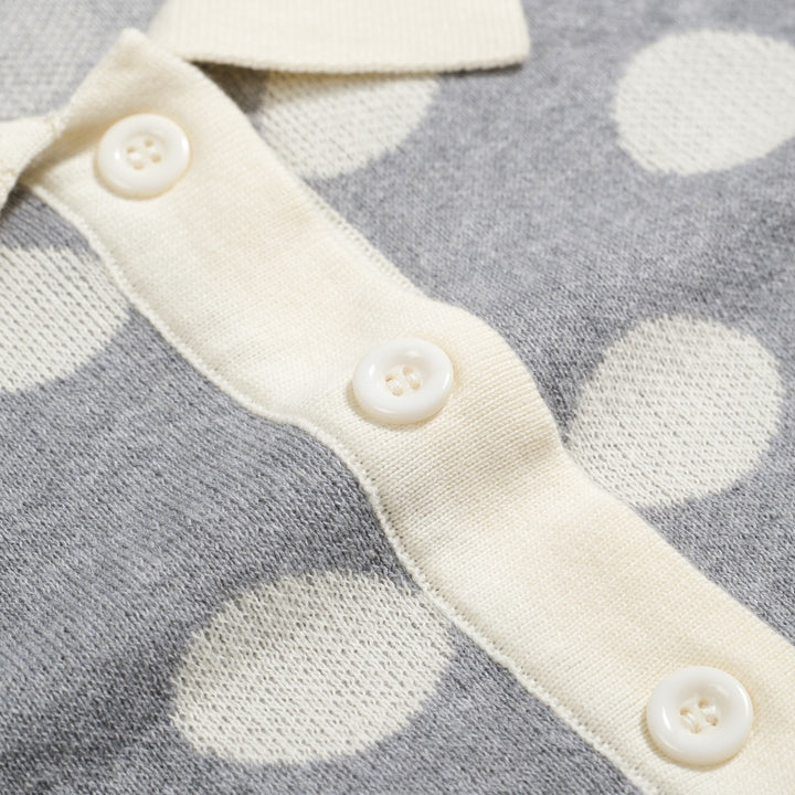 Women's gray polka dot casual jacquard cardigan