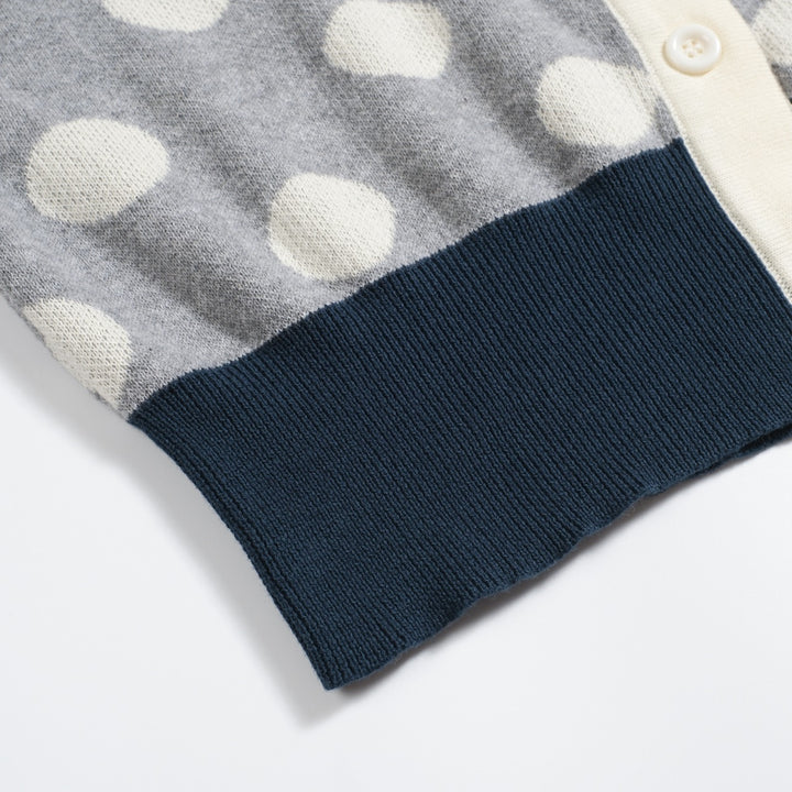 Women's gray polka dot casual jacquard cardigan