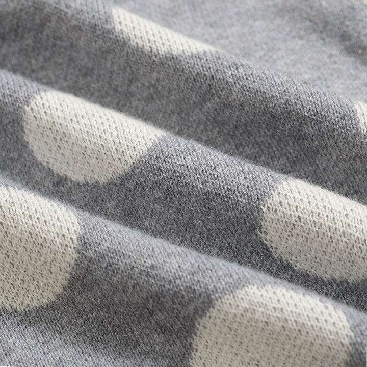 Women's gray polka dot casual jacquard cardigan