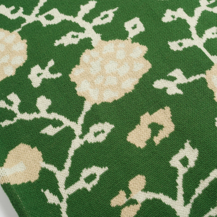 Πράσινο floral των ανδρών Jacquard V-Neck πλεκτό πουκάμισο πόλο