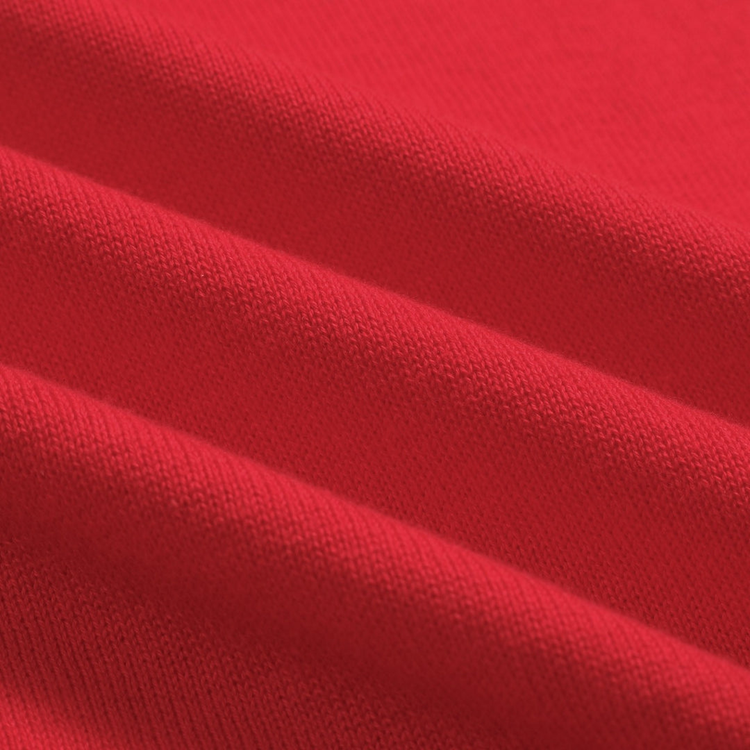 Men's red vintage knit V-neck polo shirt