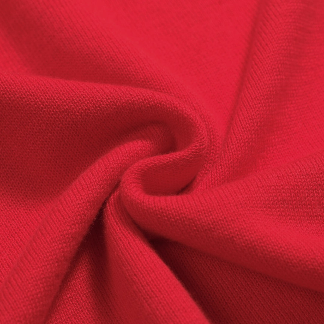 Men's red vintage knit V-neck polo shirt