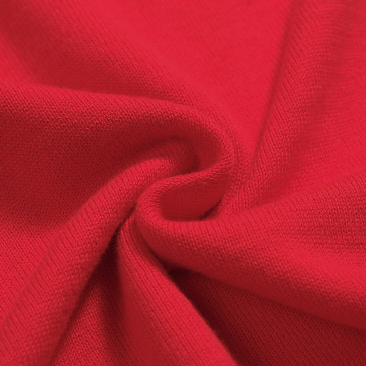 Men's red vintage knit V-neck polo shirt