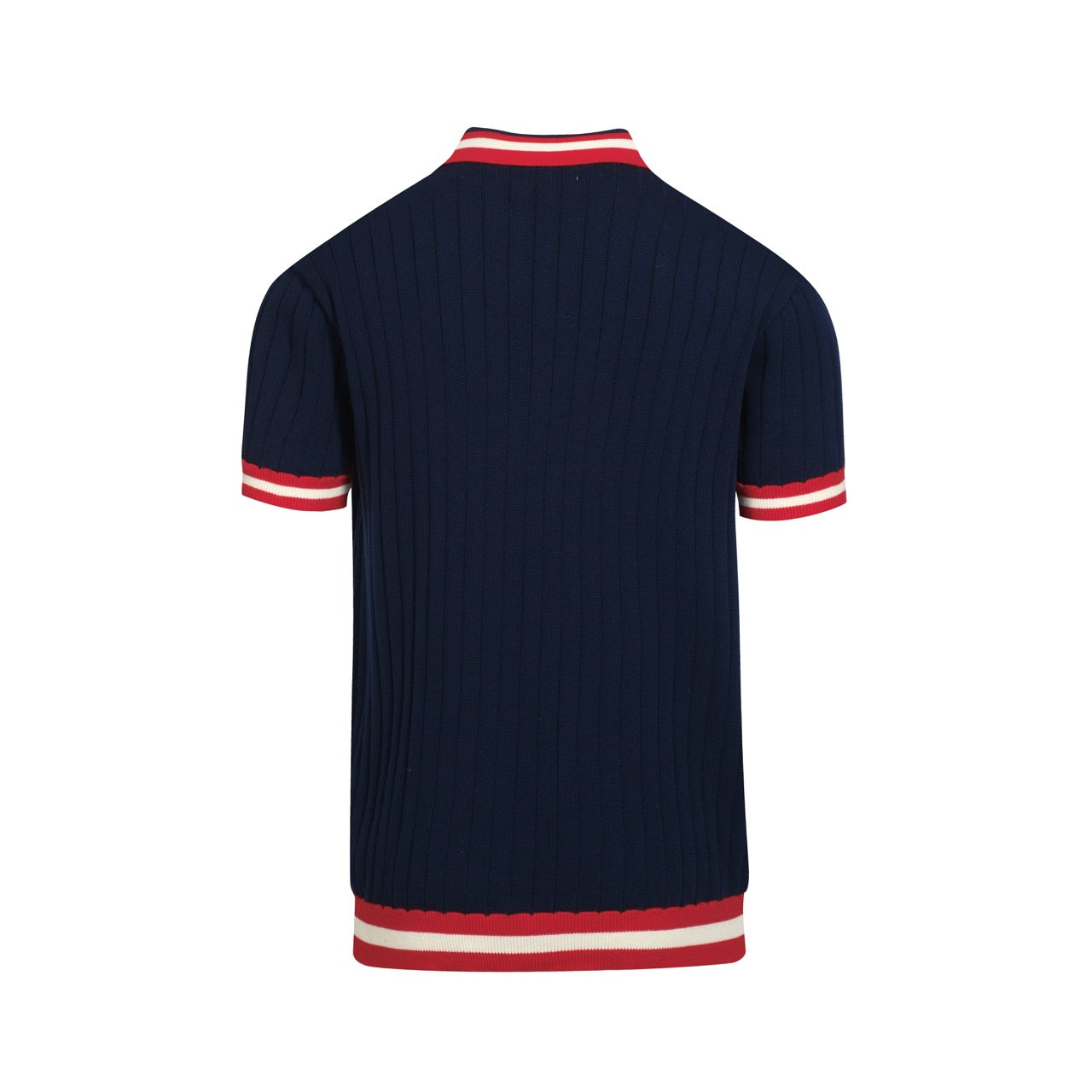 Men's navy blue vintage knit V-neck polo shirt – OXKnit
