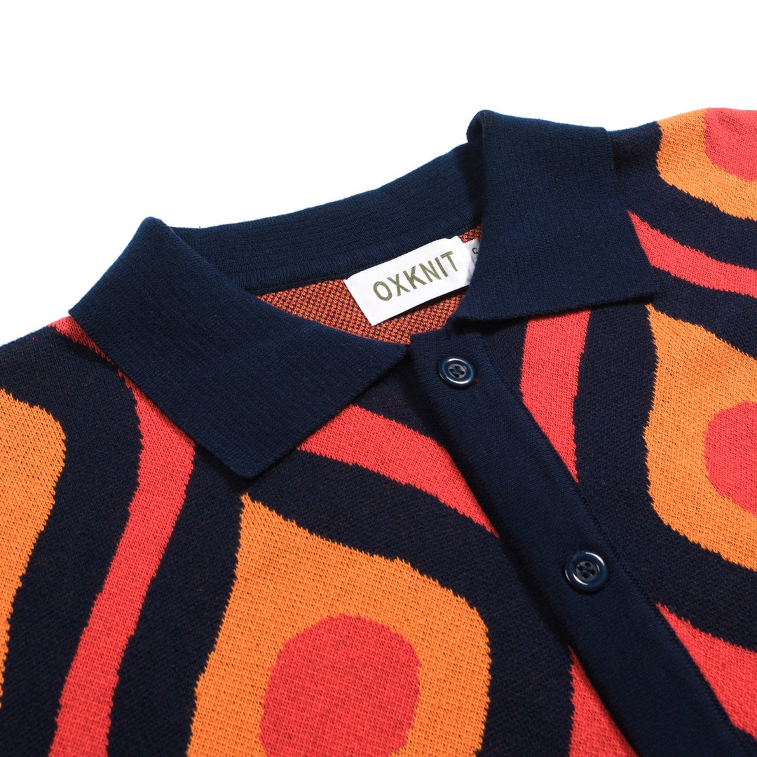 Men's red vintage 60's jacquard cardigan